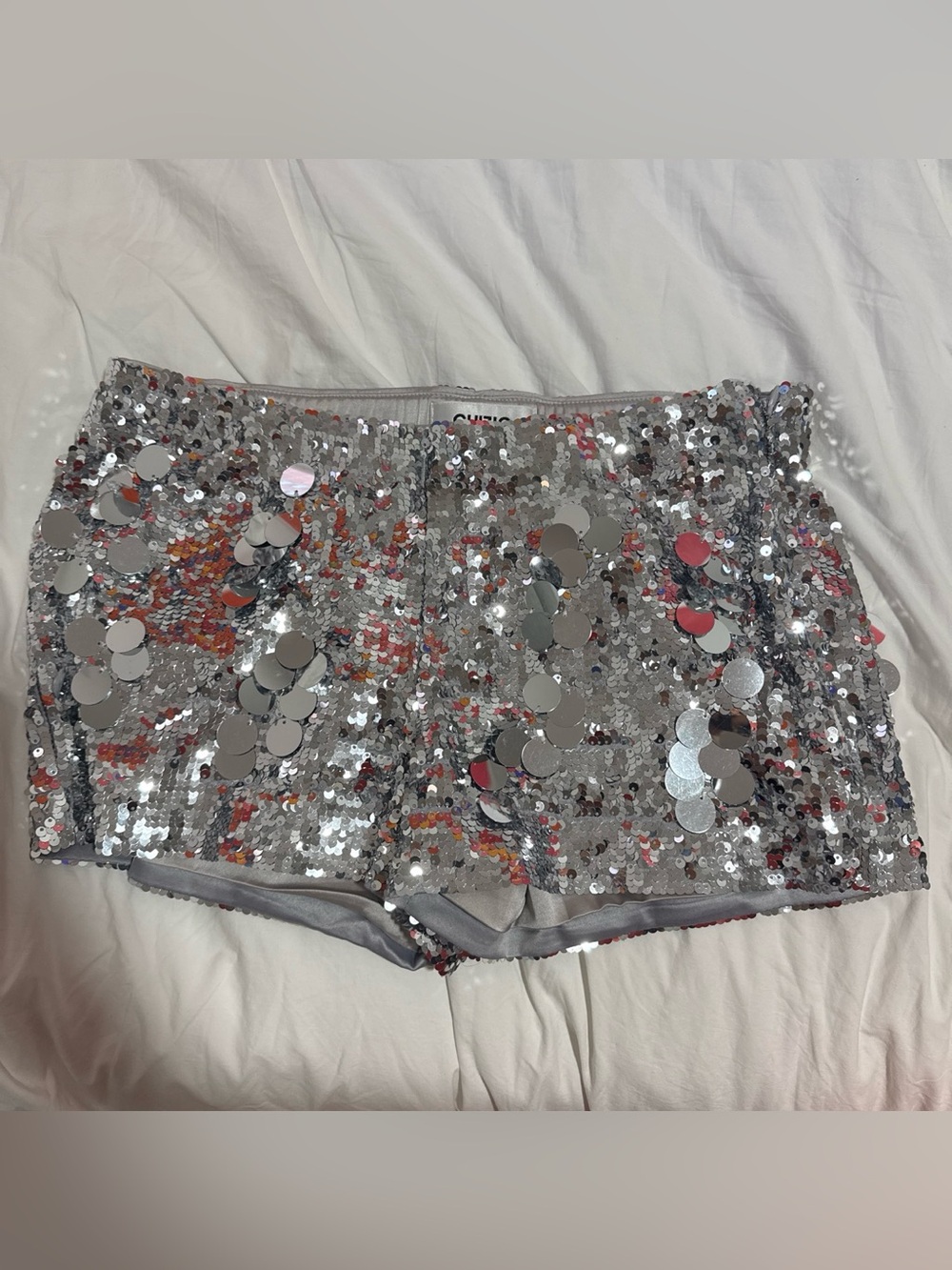 Danielle Guizio Silver Sequin Bike Shorts